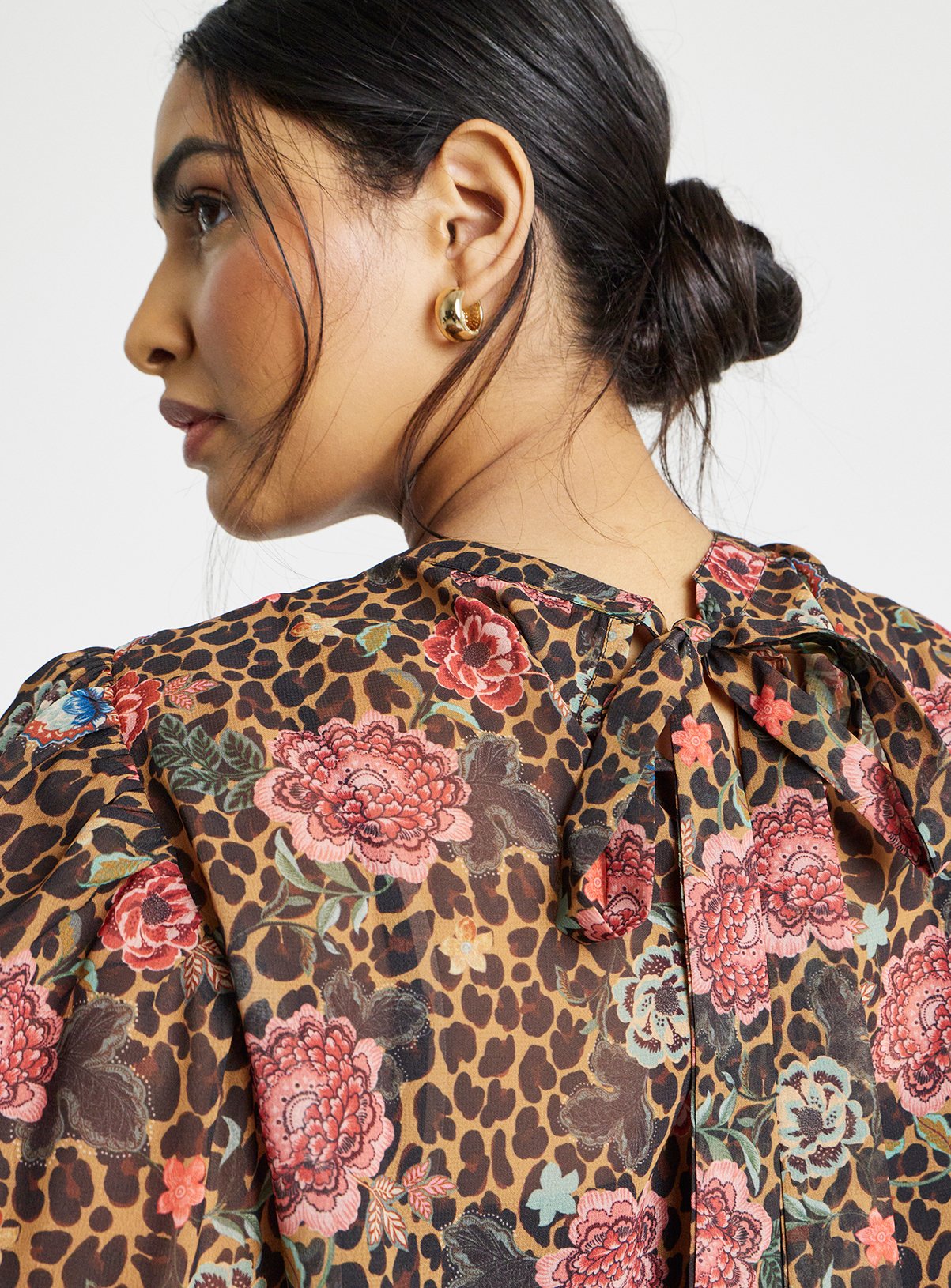 SIMPLY BE Leopard High Neck Blouse 10 - Image 4 thumbnail